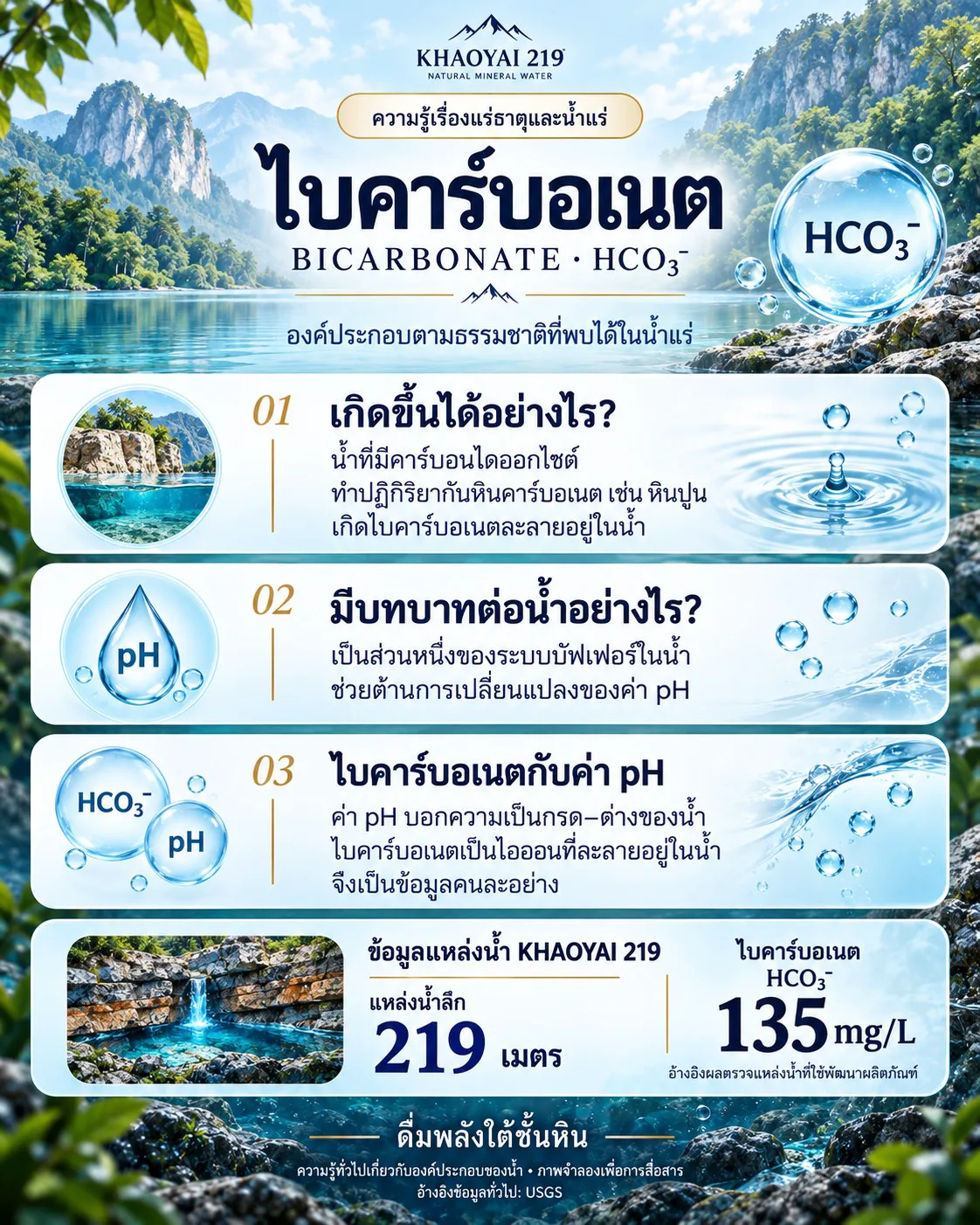 ข้อมูลโดยย่อ ไบคาร์บอเนตในน้ำแร่ธรรมชาติ