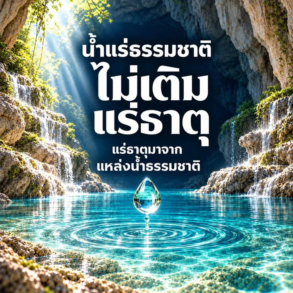 น้ำแร่ธรรมชาติ ไม่เติมแร่ธาตุ แร่ธาตุมาจากแหล่งน้ำธรรมชาติ